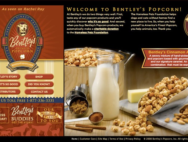 Web site design and development for Bentley¹s Popcorn