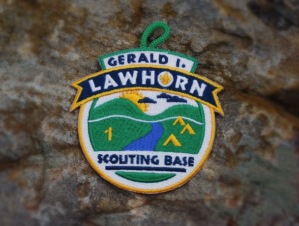 Embroidered patch for Lawhorn Scout Base, Boy Scouts of America