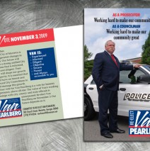 Direct mail postcard for Van Pearlberg, political candidate