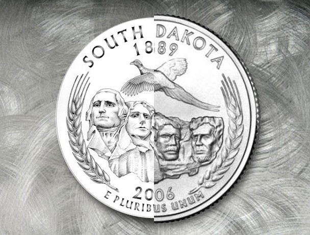 Design for the US Mint¹s 50 State Quarter Program, South Dakota reverse